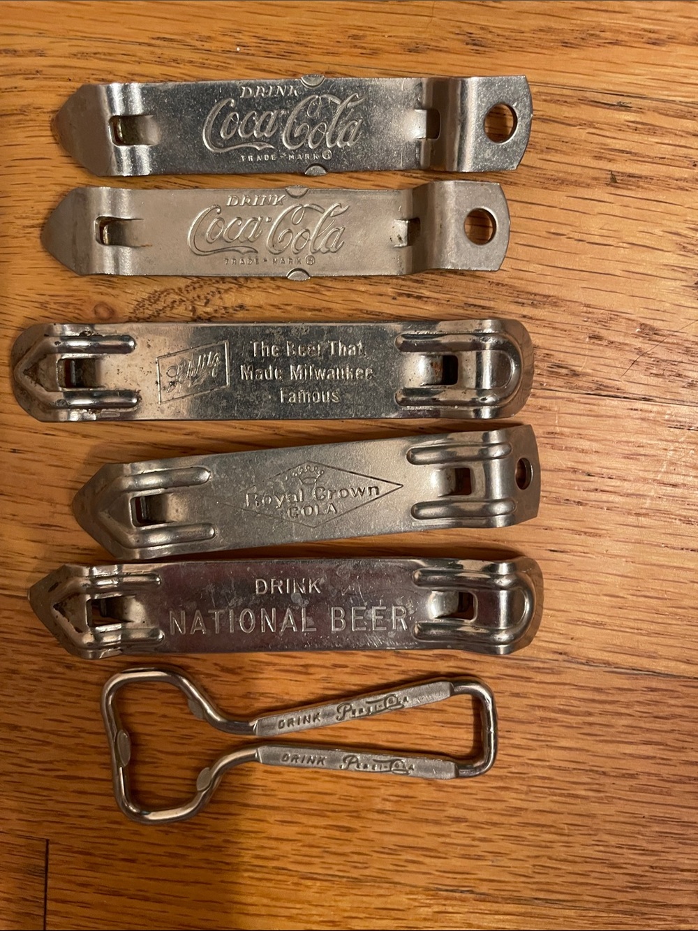 6 Vintage Soda/Beer Metal Bottle Openers